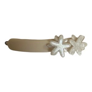 1980’s French Dainty Floral Barrette, Off White/Cream, Deadstock Unworn